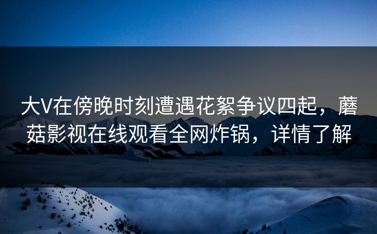 大V在傍晚时刻遭遇花絮争议四起，蘑菇影视在线观看全网炸锅，详情了解