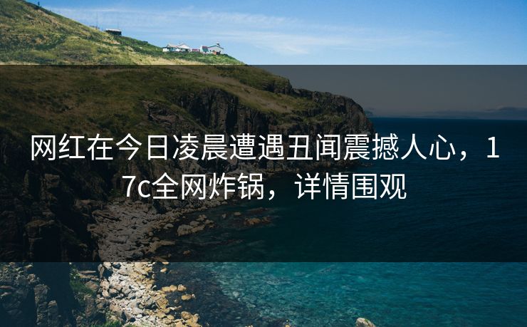 网红在今日凌晨遭遇丑闻震撼人心，17c全网炸锅，详情围观