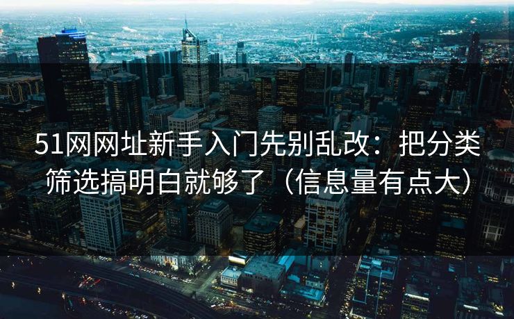 51网网址新手入门先别乱改：把分类筛选搞明白就够了（信息量有点大）
