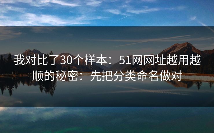 我对比了30个样本：51网网址越用越顺的秘密：先把分类命名做对